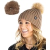 image:imageFunky Junque Womens Winter Detachable Pom Beanie  Warm Knit Hat with Removable Faux Fur Pom Soft Stretch Acrylic Cozy CapTaupe