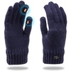 image:imageFunky Junque Womens Winter Gloves Touchscreen Thumb Forefinger Access Diamond Pattern Cold Weather Knit Warm Cute DesignNavy