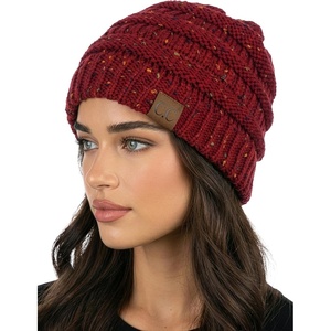image:imageFunky Junque Adult Winter Beanie Slouchy Knit Skull Cap  Ribbed Cuff Hat for Men and Women Soft Acrylic Toboggan Warm and Lightweight Ski and Cold Weather Elastic Stretch FitBurgundy  Confetti