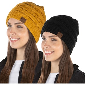image:imageFunky Junque Adult Winter Beanie Slouchy Knit Skull Cap  Ribbed Cuff Hat for Men and Women Soft Acrylic Toboggan Warm and Lightweight Ski and Cold Weather Elastic Stretch Fit2 Pack  Black  Mustard