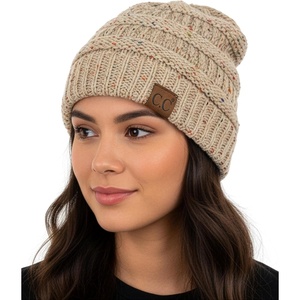 image:imageFunky Junque Adult Winter Beanie Slouchy Knit Skull Cap  Ribbed Cuff Hat for Men and Women Soft Acrylic Toboggan Warm and Lightweight Ski and Cold Weather Elastic Stretch FitLatte  Confetti