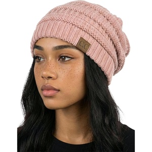 image:imageFunky Junque Adult Winter Beanie Slouchy Knit Skull Cap  Ribbed Cuff Hat for Men and Women Soft Acrylic Toboggan Warm and Lightweight Ski and Cold Weather Elastic Stretch FitIndi Pink