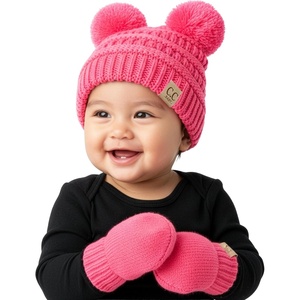 image:imageFunky Junque Baby Double Faux Fur Pom Pom Beanie amp Mittens Set  Newborn Infant 09 Months Winter Hat with Soft Lined MittensCandy Pink 09 Months