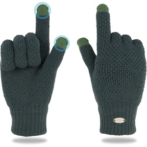 image:imageFunky Junque Basics Touch Screen Gloves for Men Knitted Cold Weather Tech Winter Mens Gloves with Touchcreen fingersForest Green