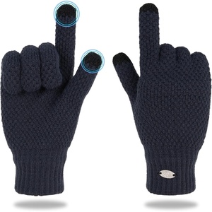 image:imageFunky Junque Basics Touch Screen Gloves for Men Knitted Cold Weather Tech Winter Mens Gloves with Touchcreen fingersNavy