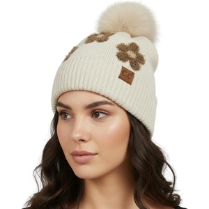 image:imageFunky Junque Beanie for Women Ultra Soft Chenille Faux Fur Pom Pom Winter Hats Warm Ski Cap FashionDaisy  Beige
