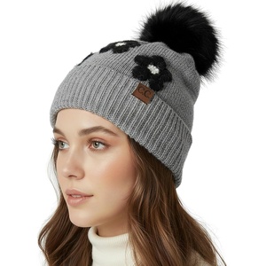 image:imageFunky Junque Beanie for Women Ultra Soft Chenille Faux Fur Pom Pom Winter Hats Warm Ski Cap FashionDaisy  Grey