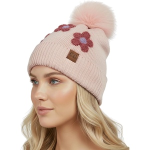 image:imageFunky Junque Beanie for Women Ultra Soft Chenille Faux Fur Pom Pom Winter Hats Warm Ski Cap FashionDaisy  Rose