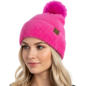 image:imageFunky Junque Beanie for Women Ultra Soft Chenille Faux Fur Pom Pom Winter Hats Warm Ski Cap FashionHot Pink