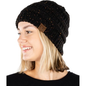 image:imageFunky Junque Confetti Knit Beanie for Women  Colorful Slouchy Cute Beanies Cable Knitted Womens Winter Hats Cozy FashionBlack
