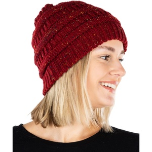 image:imageFunky Junque Confetti Knit Beanie for Women  Colorful Slouchy Cute Beanies Cable Knitted Womens Winter Hats Cozy FashionBurgundy