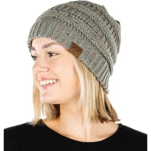 image:imageFunky Junque Confetti Knit Beanie for Women  Colorful Slouchy Cute Beanies Cable Knitted Womens Winter Hats Cozy FashionDove Grey