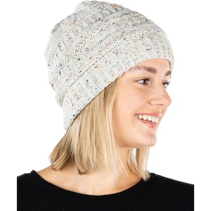 image:imageFunky Junque Confetti Knit Beanie for Women  Colorful Slouchy Cute Beanies Cable Knitted Womens Winter Hats Cozy FashionIvory
