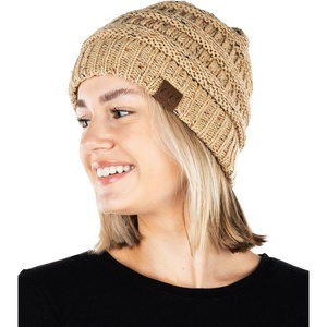 image:imageFunky Junque Confetti Knit Beanie for Women  Colorful Slouchy Cute Beanies Cable Knitted Womens Winter Hats Cozy FashionLatte