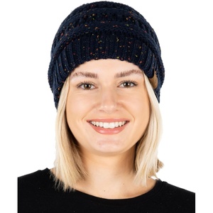 image:imageFunky Junque Confetti Knit Beanie for Women  Colorful Slouchy Cute Beanies Cable Knitted Womens Winter Hats Cozy FashionNavy