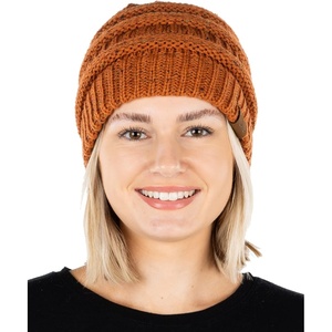 image:imageFunky Junque Confetti Knit Beanie for Women  Colorful Slouchy Cute Beanies Cable Knitted Womens Winter Hats Cozy FashionRust