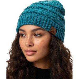 image:imageFunky Junque Confetti Knit Beanie for Women  Colorful Slouchy Cute Beanies Cable Knitted Womens Winter Hats Cozy FashionTeal