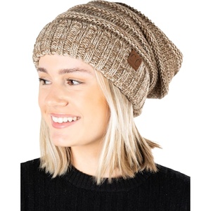 image:imageFunky Junque Exclusives Slouchy Beanie for Women  Oversized Winter Hat Chunky Cable Knit Beanies Unisex Cold Weather HatsA Mocha Taupe Tricolor Mix
