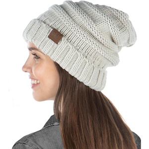 image:imageFunky Junque Exclusives Slouchy Beanie for Women  Oversized Winter Hat Chunky Cable Knit Beanies Unisex Cold Weather HatsBeige