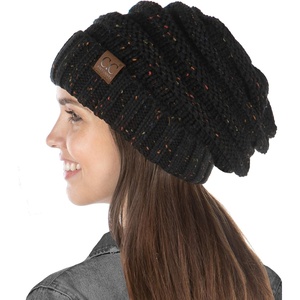 image:imageFunky Junque Exclusives Slouchy Beanie for Women  Oversized Winter Hat Chunky Cable Knit Beanies Unisex Cold Weather HatsBlack  Confetti