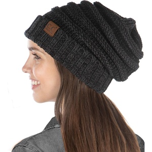 image:imageFunky Junque Exclusives Slouchy Beanie for Women  Oversized Winter Hat Chunky Cable Knit Beanies Unisex Cold Weather HatsBlack  Tricolor Mix