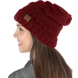 image:imageFunky Junque Exclusives Slouchy Beanie for Women  Oversized Winter Hat Chunky Cable Knit Beanies Unisex Cold Weather HatsBurgundy  Confetti