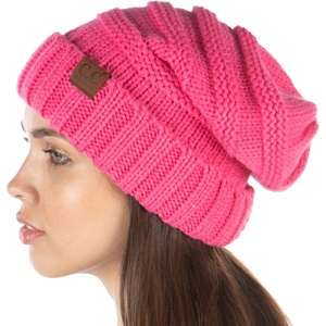 image:imageFunky Junque Exclusives Slouchy Beanie for Women  Oversized Winter Hat Chunky Cable Knit Beanies Unisex Cold Weather HatsCandy Pink