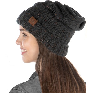 image:imageFunky Junque Exclusives Slouchy Beanie for Women  Oversized Winter Hat Chunky Cable Knit Beanies Unisex Cold Weather HatsCharcoal  Confetti