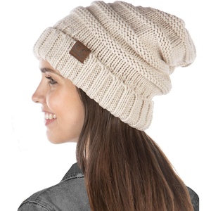 image:imageFunky Junque Exclusives Slouchy Beanie for Women  Oversized Winter Hat Chunky Cable Knit Beanies Unisex Cold Weather HatsCream