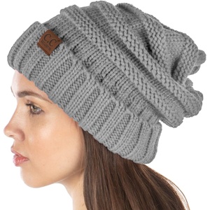 image:imageFunky Junque Exclusives Slouchy Beanie for Women  Oversized Winter Hat Chunky Cable Knit Beanies Unisex Cold Weather HatsDove Grey