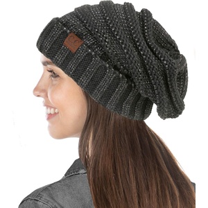 image:imageFunky Junque Exclusives Slouchy Beanie for Women  Oversized Winter Hat Chunky Cable Knit Beanies Unisex Cold Weather HatsGrey  Metallic