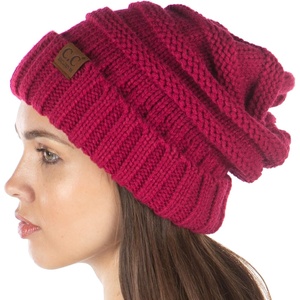 image:imageFunky Junque Exclusives Slouchy Beanie for Women  Oversized Winter Hat Chunky Cable Knit Beanies Unisex Cold Weather HatsHot Pink