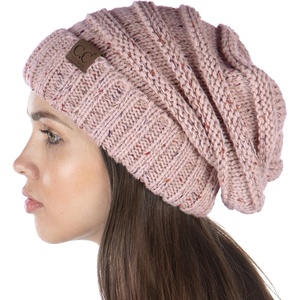 image:imageFunky Junque Exclusives Slouchy Beanie for Women  Oversized Winter Hat Chunky Cable Knit Beanies Unisex Cold Weather HatsIndi Pink  Confetti
