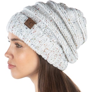 image:imageFunky Junque Exclusives Slouchy Beanie for Women  Oversized Winter Hat Chunky Cable Knit Beanies Unisex Cold Weather HatsIvory  Confetti