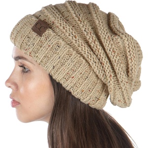 image:imageFunky Junque Exclusives Slouchy Beanie for Women  Oversized Winter Hat Chunky Cable Knit Beanies Unisex Cold Weather HatsLatte  Confetti