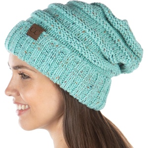 image:imageFunky Junque Exclusives Slouchy Beanie for Women  Oversized Winter Hat Chunky Cable Knit Beanies Unisex Cold Weather HatsMint  Confetti
