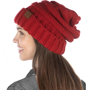 image:imageFunky Junque Exclusives Slouchy Beanie for Women  Oversized Winter Hat Chunky Cable Knit Beanies Unisex Cold Weather HatsRed