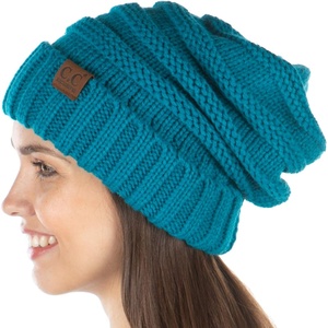 image:imageFunky Junque Exclusives Slouchy Beanie for Women  Oversized Winter Hat Chunky Cable Knit Beanies Unisex Cold Weather HatsTeal