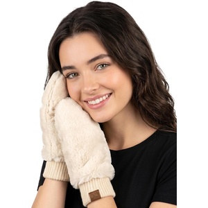 image:imageFunky Junque Faux Fur Flip Mittens Womens Warm Convertible Fingerless GlovesFaux Fur  Beige