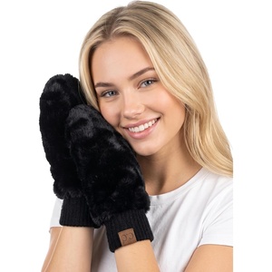 image:imageFunky Junque Faux Fur Flip Mittens Womens Warm Convertible Fingerless GlovesFaux Fur  Black