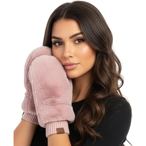 image:imageFunky Junque Faux Fur Flip Mittens Womens Warm Convertible Fingerless GlovesFaux Fur  Rose