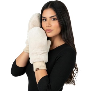 image:imageFunky Junque Faux Fur Flip Mittens Womens Warm Convertible Fingerless GlovesGlitter  Beige