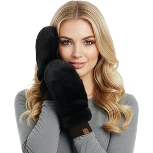 image:imageFunky Junque Faux Fur Flip Mittens Womens Warm Convertible Fingerless GlovesGlitter  Black
