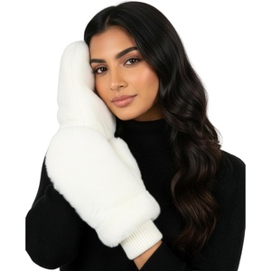 image:imageFunky Junque Faux Fur Flip Mittens Womens Warm Convertible Fingerless GlovesIvory
