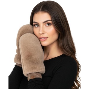 image:imageFunky Junque Faux Fur Flip Mittens Womens Warm Convertible Fingerless GlovesMocha