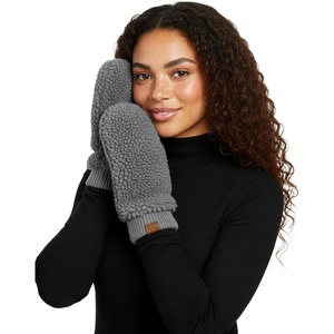 image:imageFunky Junque Faux Fur Flip Mittens Womens Warm Convertible Fingerless GlovesSherpa Grey