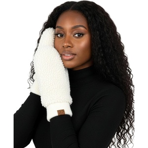 image:imageFunky Junque Faux Fur Flip Mittens Womens Warm Convertible Fingerless GlovesSherpa Ivory