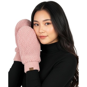 image:imageFunky Junque Faux Fur Flip Mittens Womens Warm Convertible Fingerless GlovesSherpa Rose