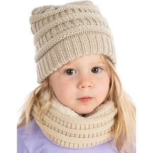 image:imageFunky Junque FleeceLined Neck Warmer Tube Scarf amp Knit Gaiter Bundle  Cozy Winter Set  Neutral Tones Vibrant HuesBeige