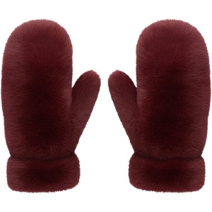 image:imageFunky Junque Fuzzy Mittens for Women Faux Fur Cold Weather Gloves Fleece Lined Cute Furry Fluffy Warm Winter FashionBurgundy